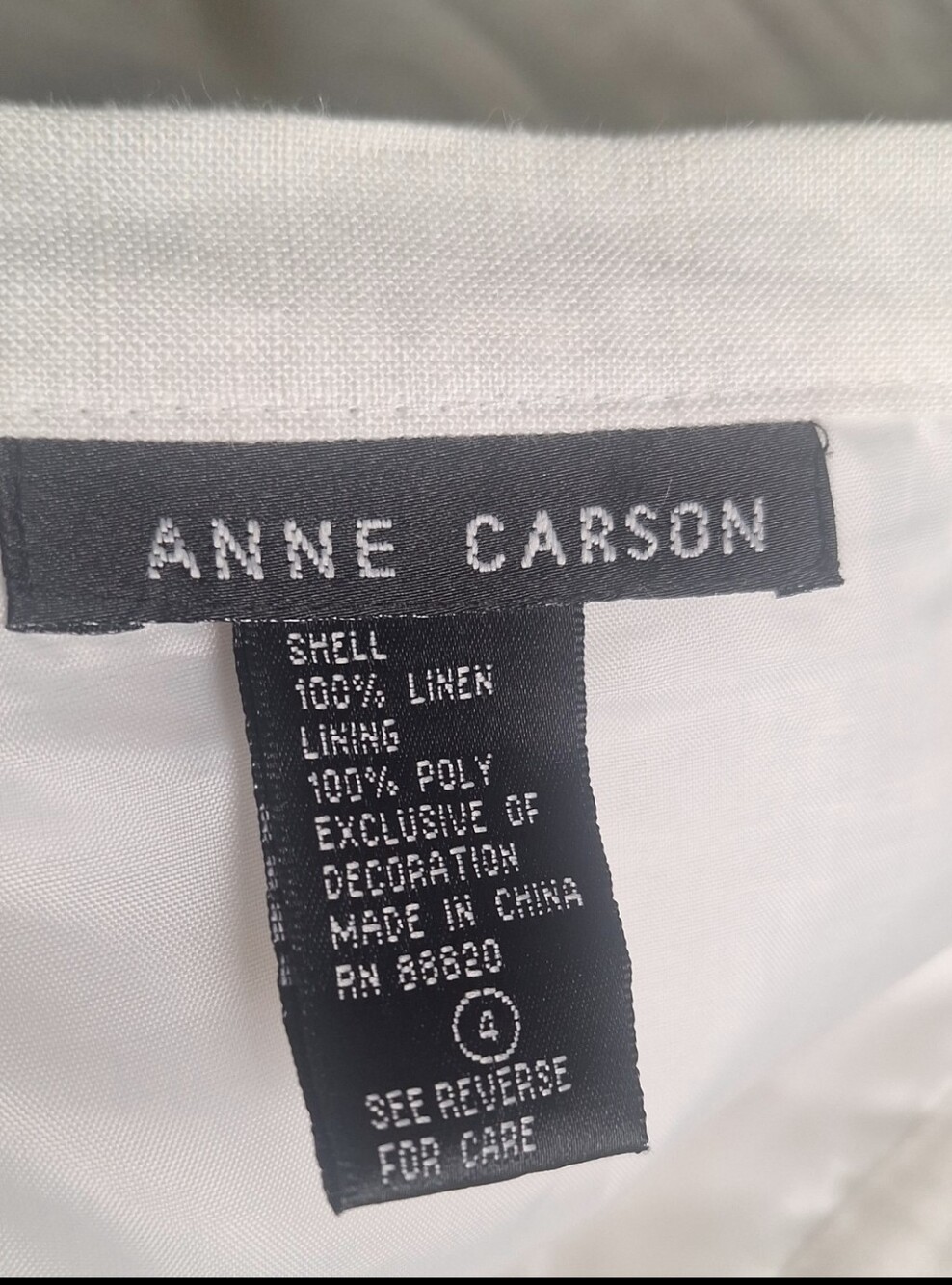 Anne Carson off-white 100% linen A-line skirt Rhinestone/Embroidery Detail SZ 4 - Picture 8 of 8